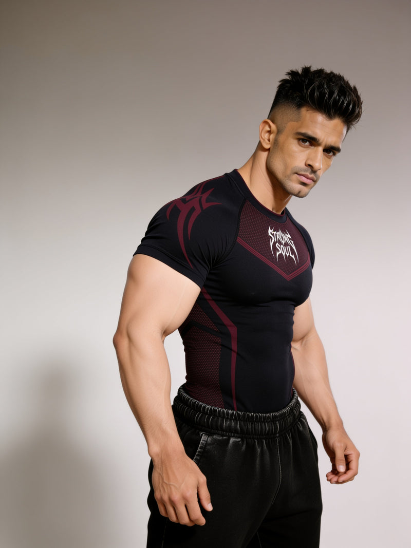 Black Red Warrior - Cotton Lycra Compression