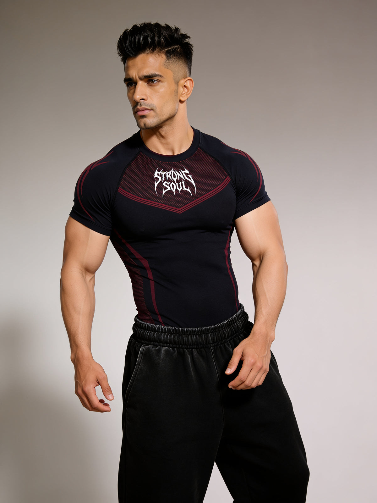 Black Red Warrior - Cotton Lycra Compression