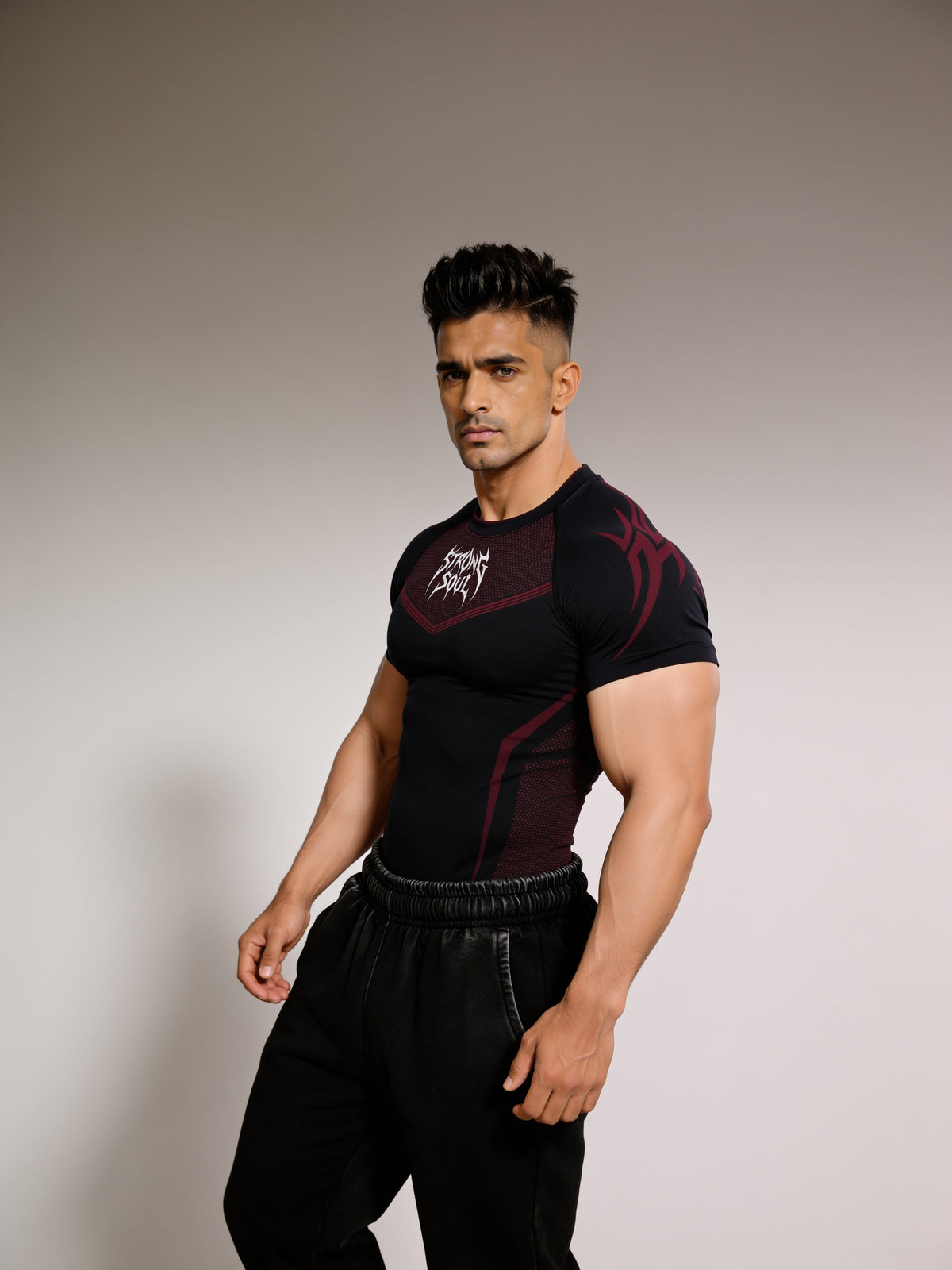 Black Red Warrior - Cotton Lycra Compression