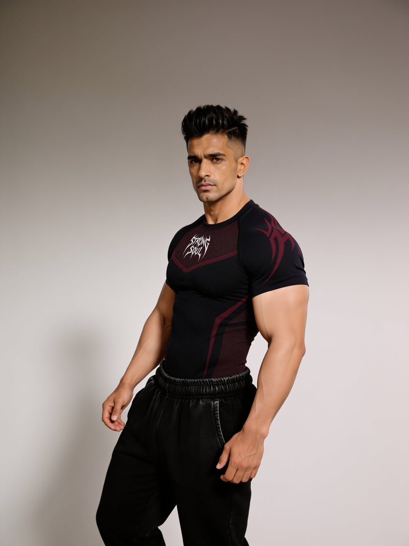 Black Red Warrior - Cotton Lycra Compression