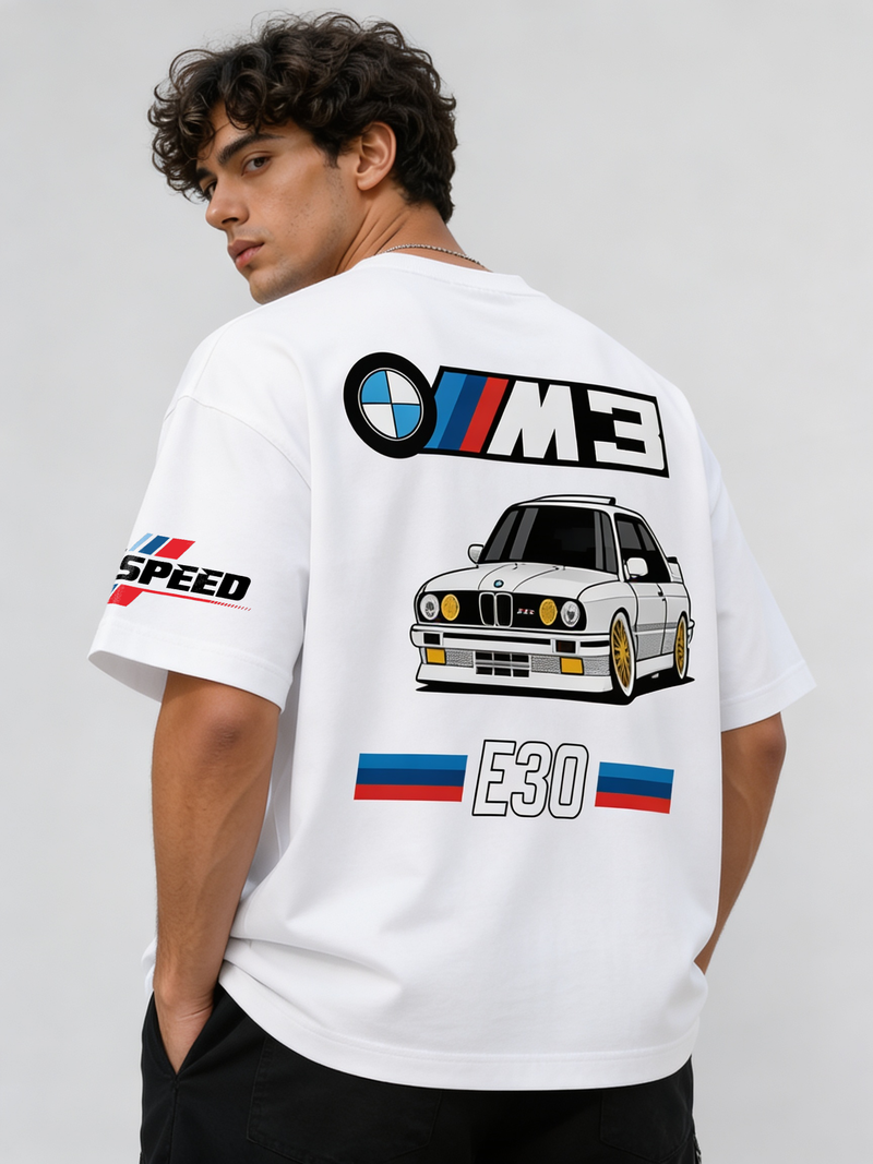 T-Shirt - White - E30 Racing Team - Oversized
