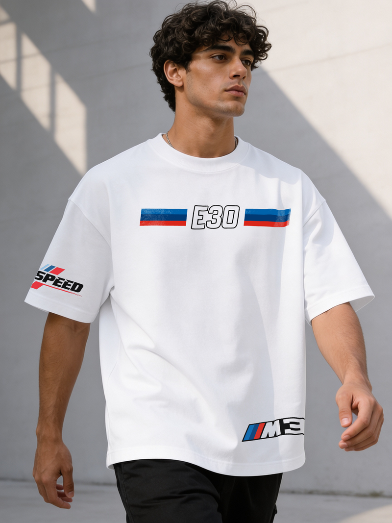 T-Shirt - White - E30 Racing Team - Oversized