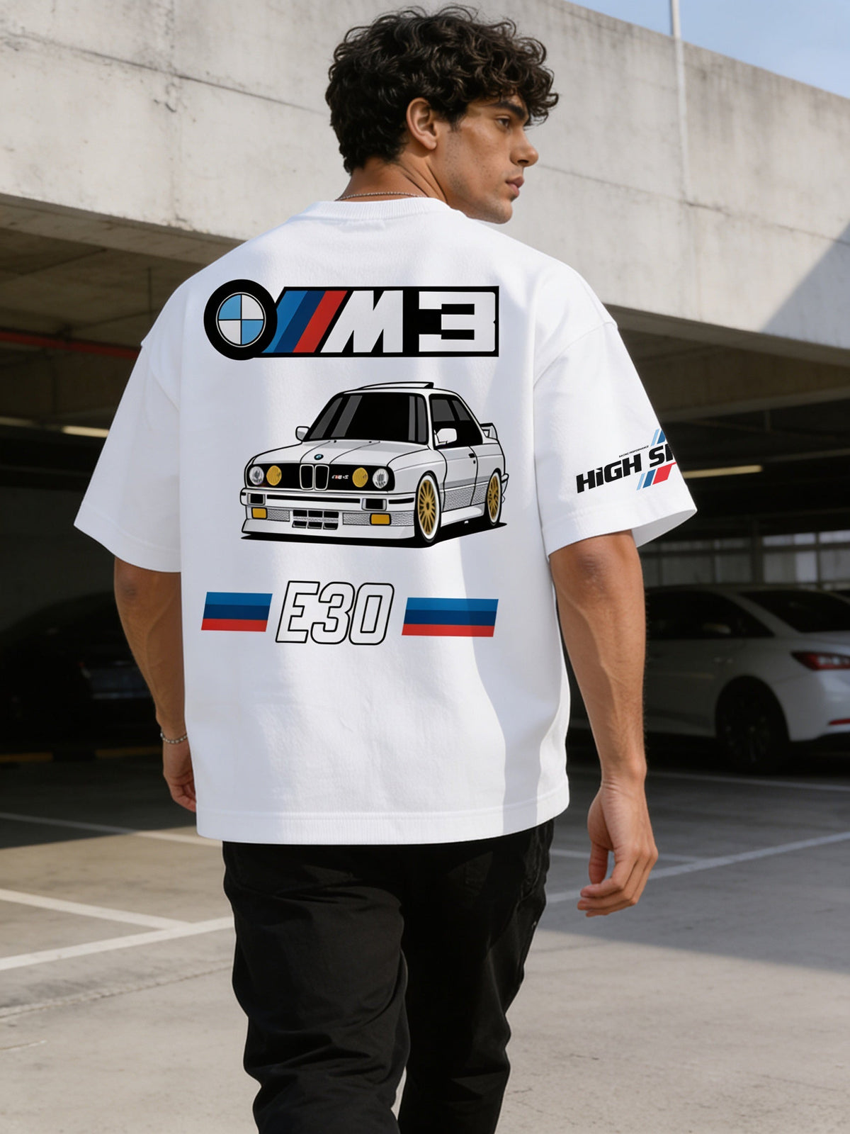 T-Shirt - White - E30 Racing Team - Oversized