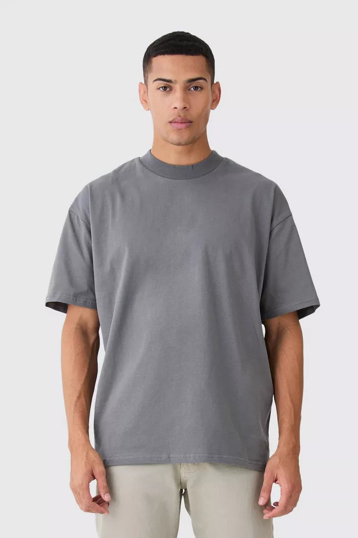 240 GSM Heavyweight Oversized Solid Pack of 4 T-Shirts Beige,Steel Grey, Off white & Black.