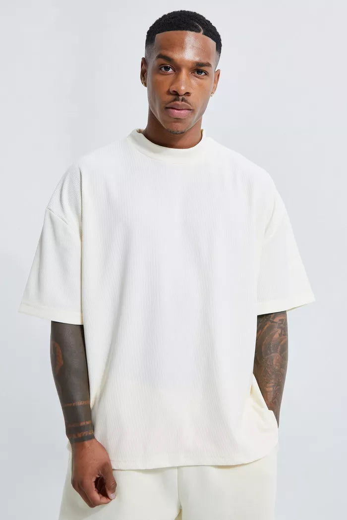 240 GSM Heavyweight Oversized Solid Pack of 3 T-Shirts Beige,Off White & Black.