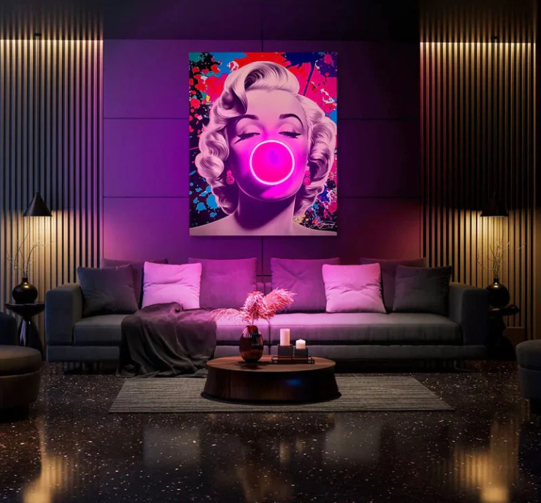 Marilyn Bubble Pop LED Wall Art | Iconic Superstar Pop Art Print with Neon Glow Neonsignsindia