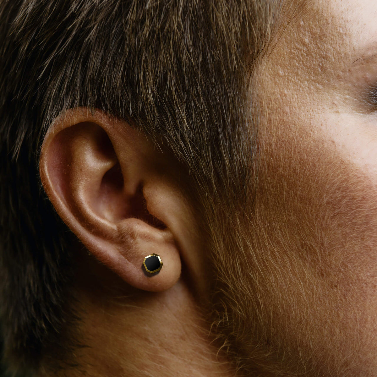 Meiko Stud | 925 Sterling Silver, Natural Gemstone, Rhodium Plating & Glossy Finish