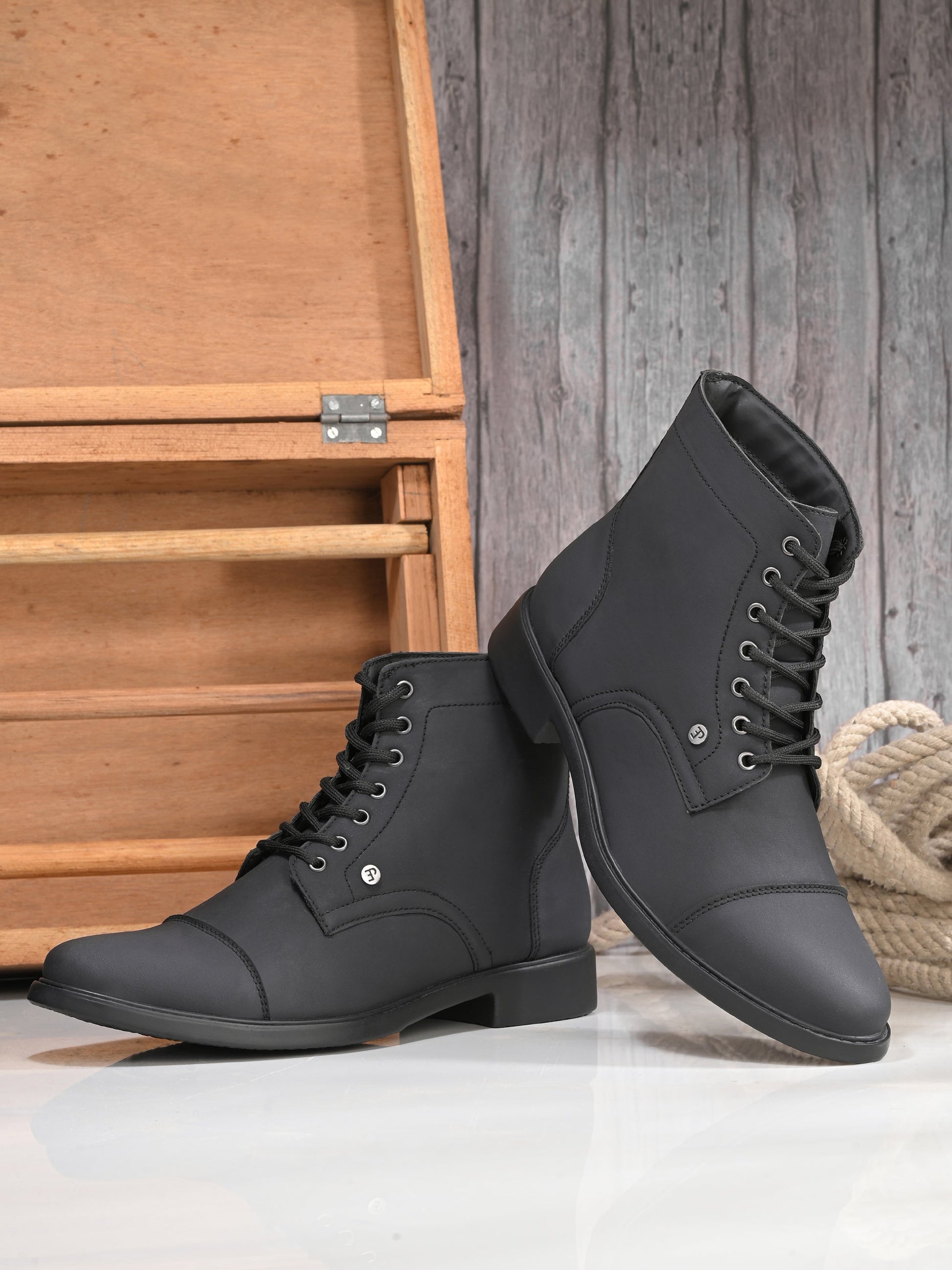 El Paso Men Faux Leather Casual Lace Up Boots-9