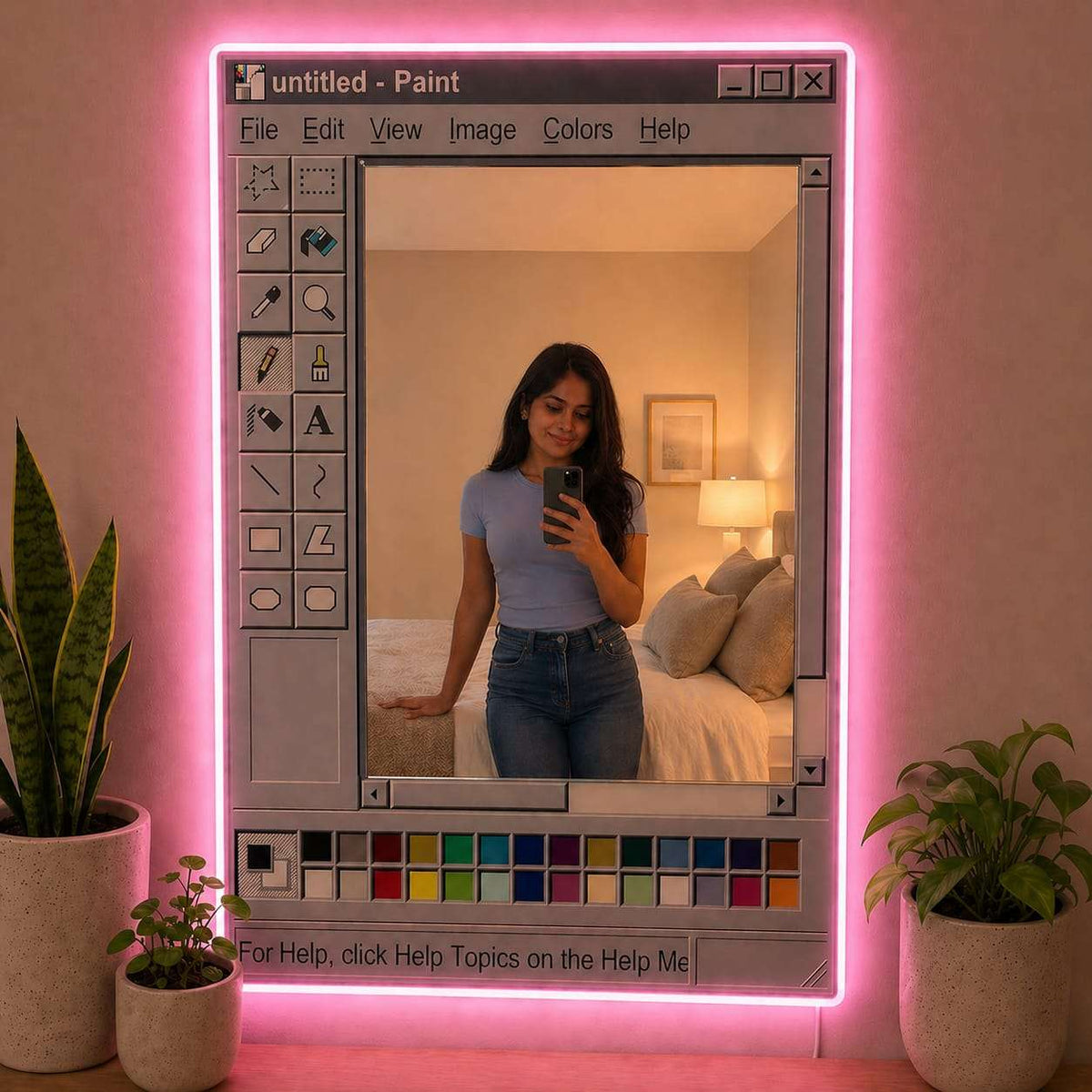 Mirror Neon Sign Paint - Pink