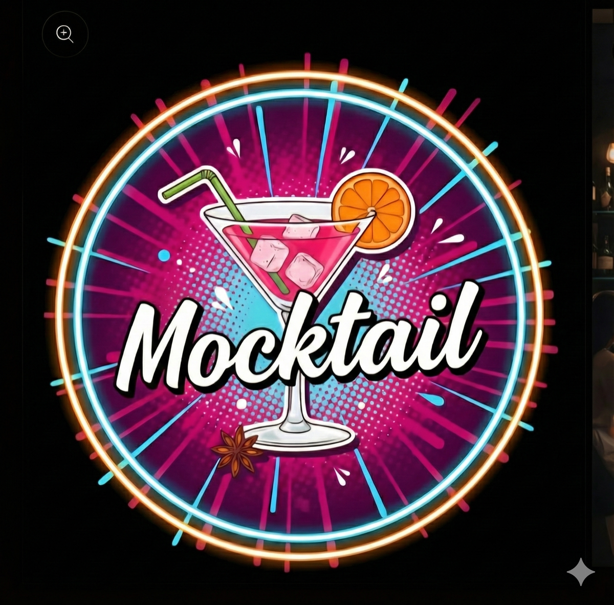 Mocktail Sign UV print neon signs 18x18 inches Neonsignsindia