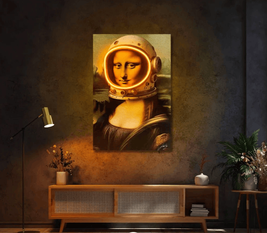 Modern Mona Lisa Pop Art Canvas with Neon-Effect Glow | Limited Edition | Neon Signs India — Image 5