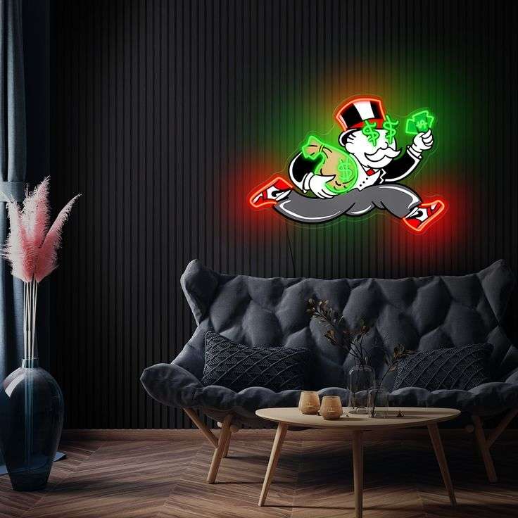 Money Runner Neon Wall Art – Monopoly Style Hustle LED Neon Sign | Neon Signs India — Image 1