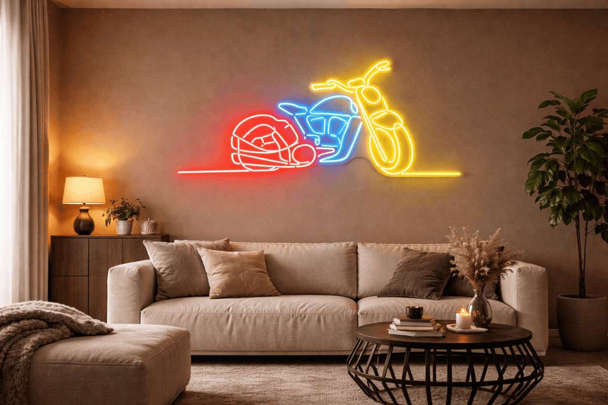 ?️ Motorcycle Neon Sign – Rider LED Wall Light (3 ft × 1.5 ft) Neonsignsindia