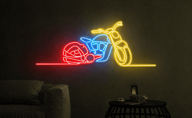 ?️ Motorcycle Neon Sign – Rider LED Wall Light (3 ft × 1.5 ft) Neonsignsindia
