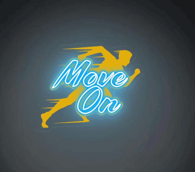 Move On  Uv Print Neon Wall Art – Motivational Runner LED Neon Sign | Neon Signs India — Image 4