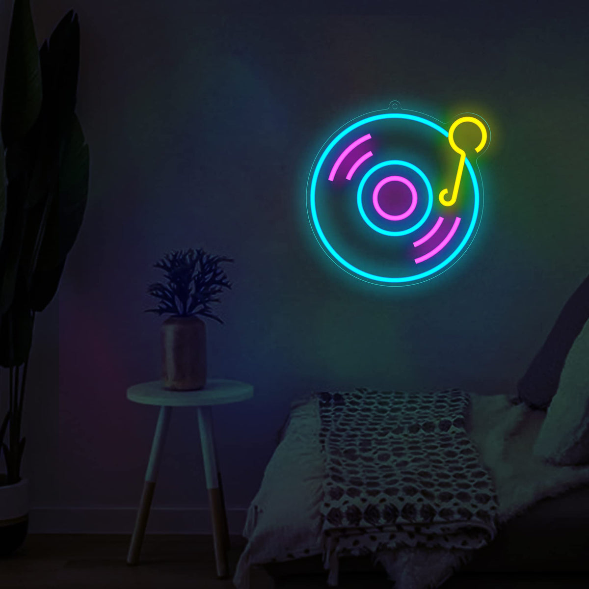Music Record Neon Sign (12x12 inches) Neonsignsindia