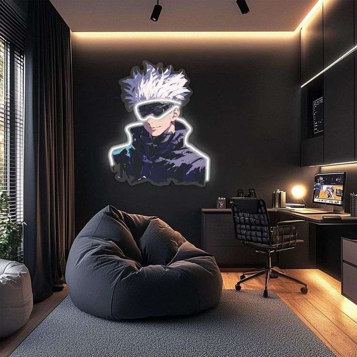 Mystic Anime Warrior Neon Wall Art – LED Glow Poster | Neon Signs India — Image 1