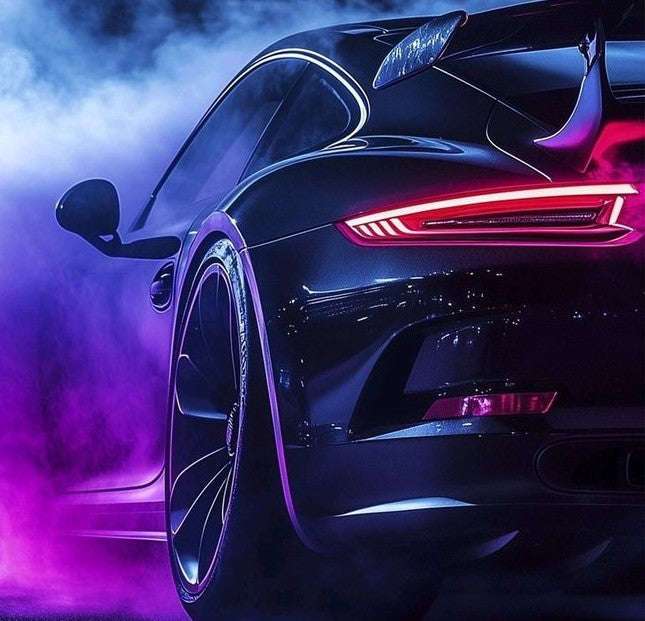 Neon Drift Porsche Wall Art Neonsignsindia