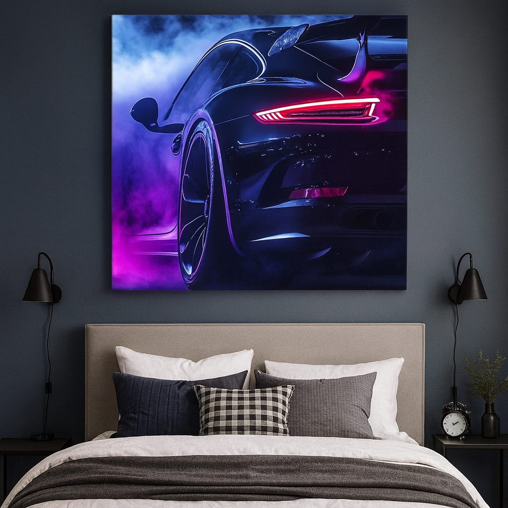 Neon Drift Porsche Wall Art Neonsignsindia