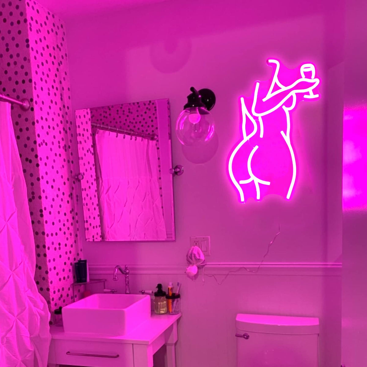 Neon Pink Lady Sign - Dimmable Decor for Bedroom, Bar, Store - 16X11 Inches Neonsignsindia