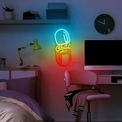 Neon Sign Chill Pill Light (7x 14 inches) Neonsignsindia