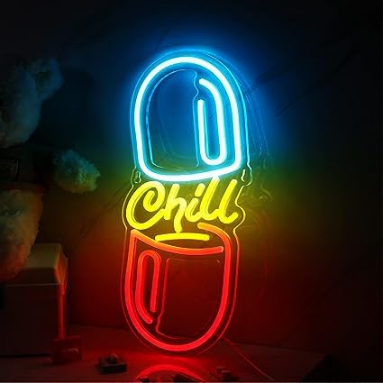 Neon Sign Chill Pill Light (7x 14 inches) Neonsignsindia