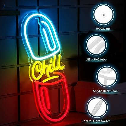 Neon Sign Chill Pill Light (7x 14 inches) Neonsignsindia
