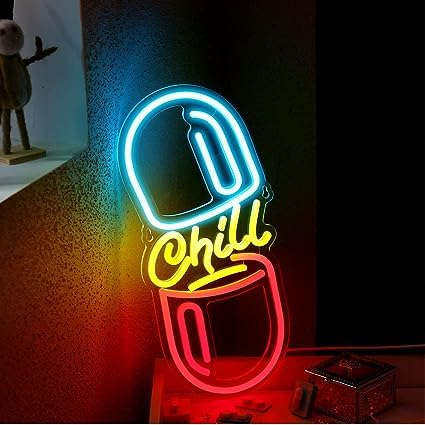 Neon Sign Chill Pill Light (7x 14 inches) Neonsignsindia