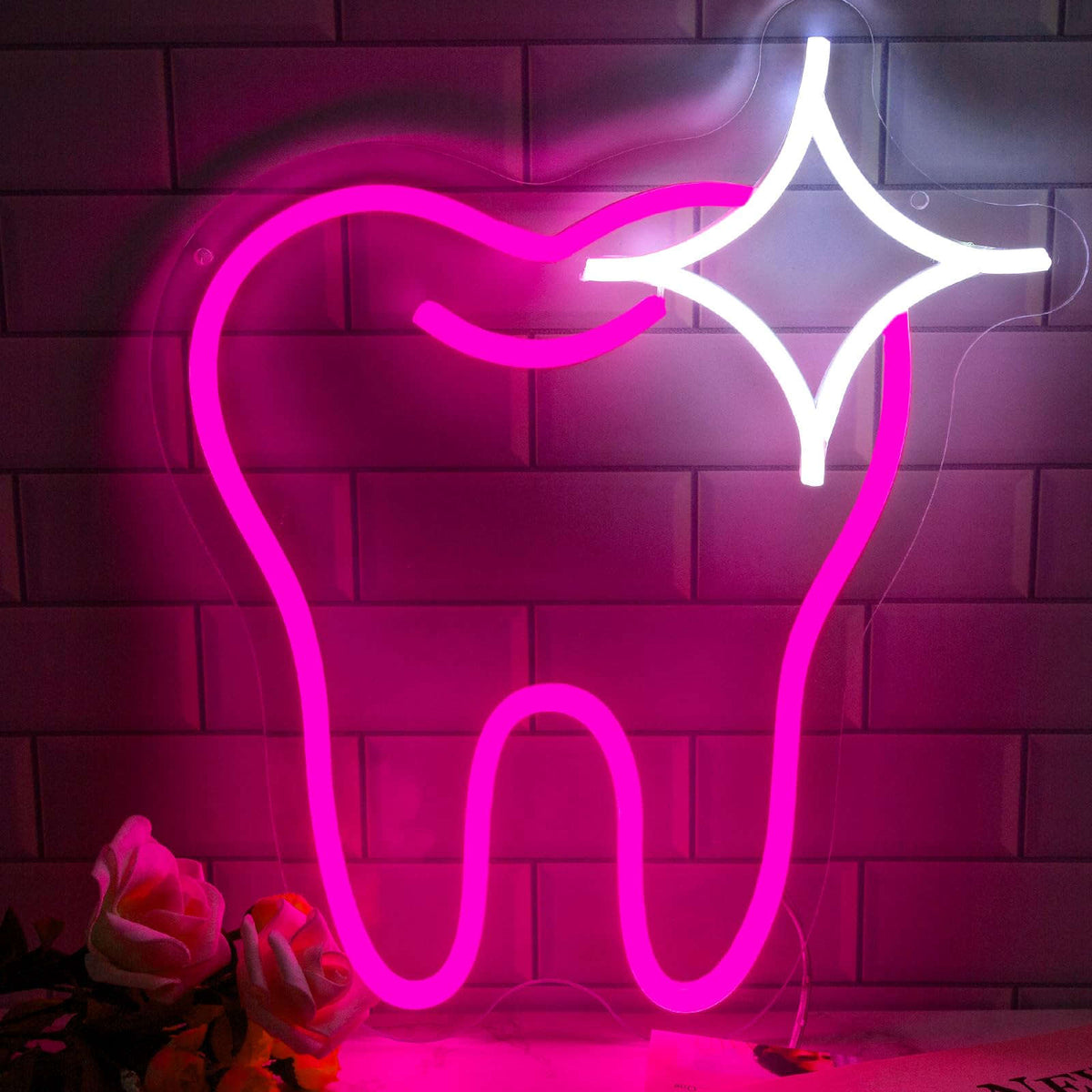 Neon Sign Pink Tooth (12*13 inches) Neonsignsindia