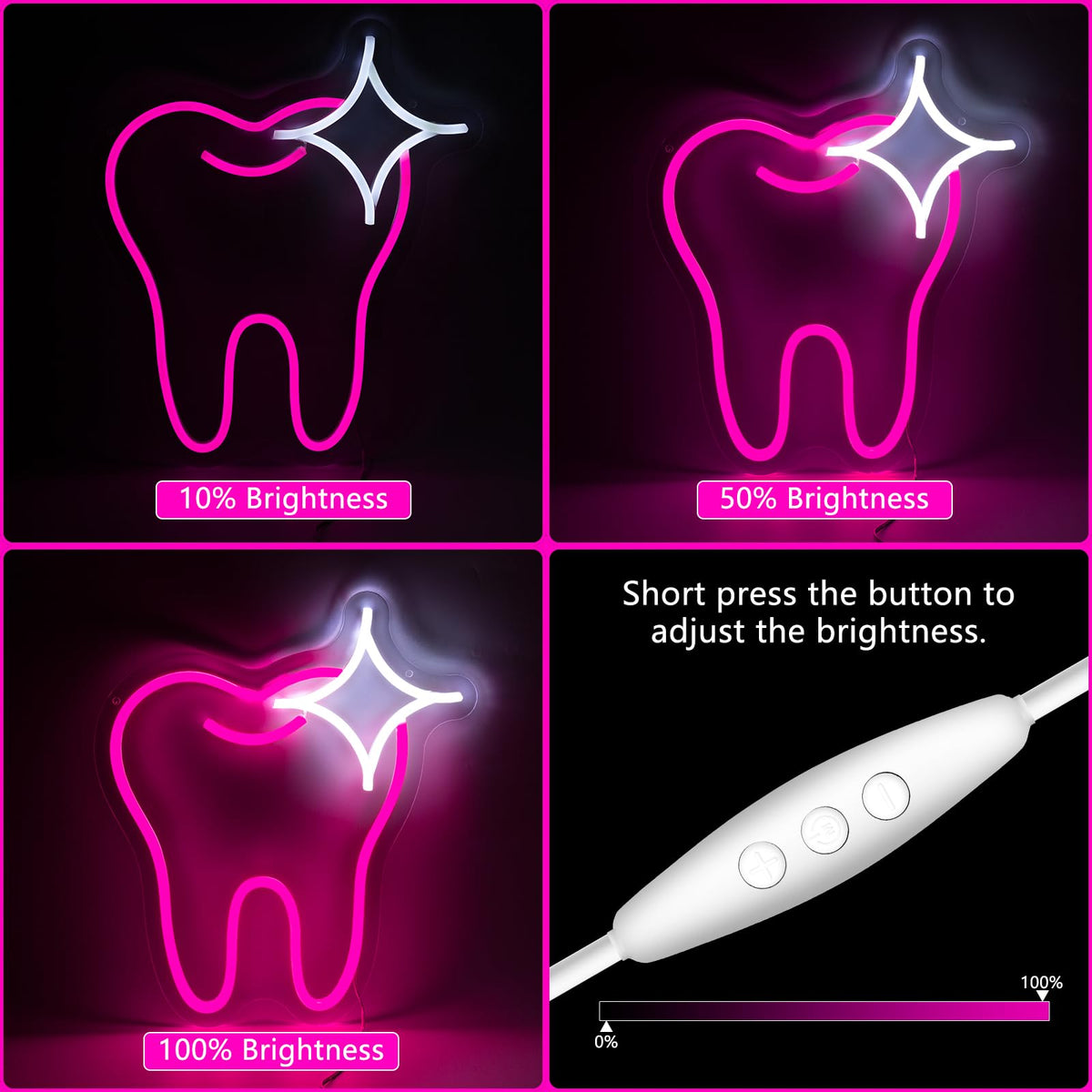 Neon Sign Pink Tooth (12*13 inches) Neonsignsindia