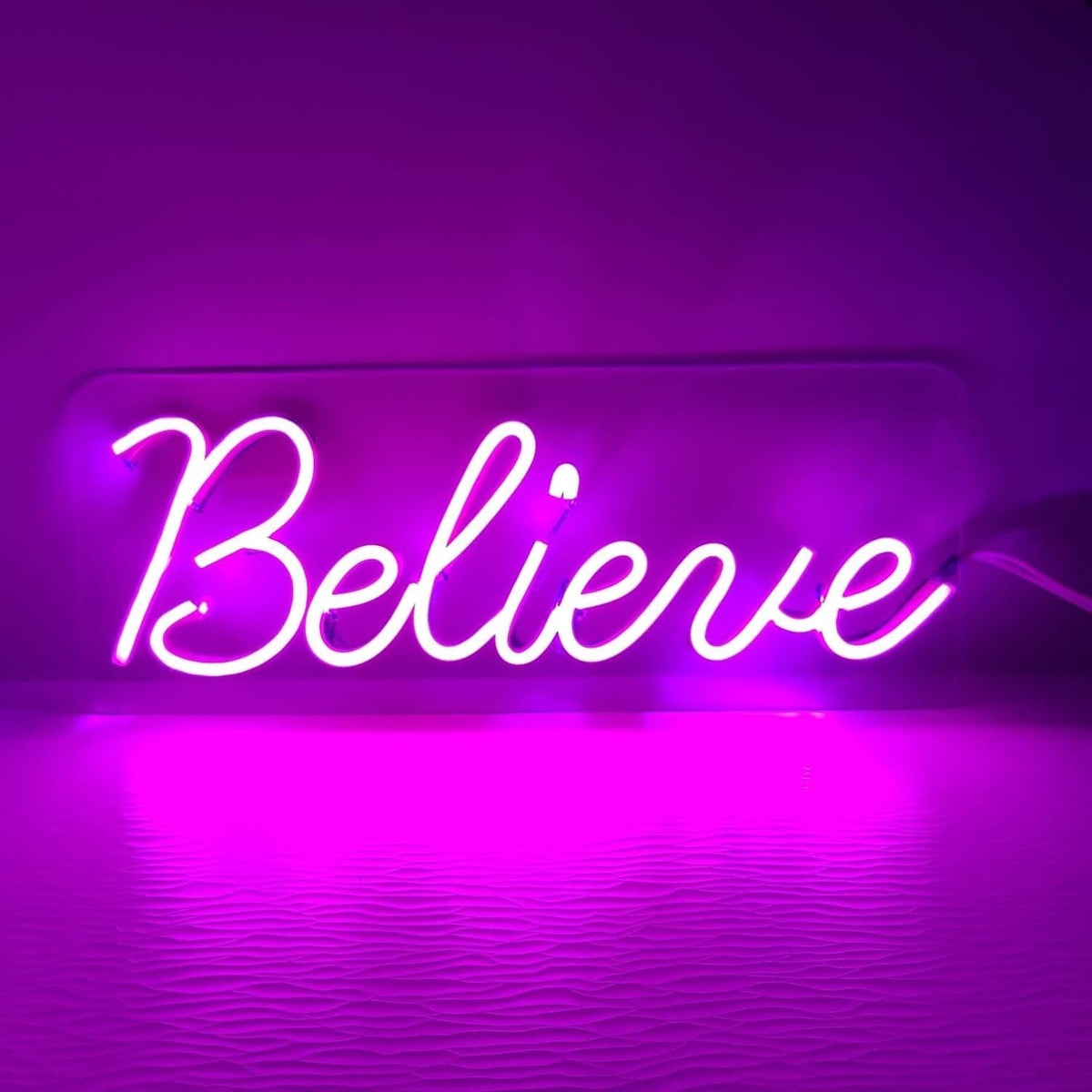 NEON SIGNS INDIA Believe Neon Sign (6x12 inches) (Purple) Neonsignsindia