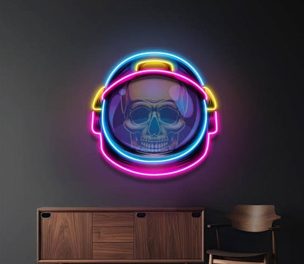 ? Neon Skull Astronaut Helmet Sign Neonsignsindia