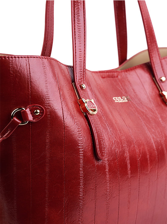 Culge Chicago "The Drake" Luxury Monolith Tote – Crimson Noir-4