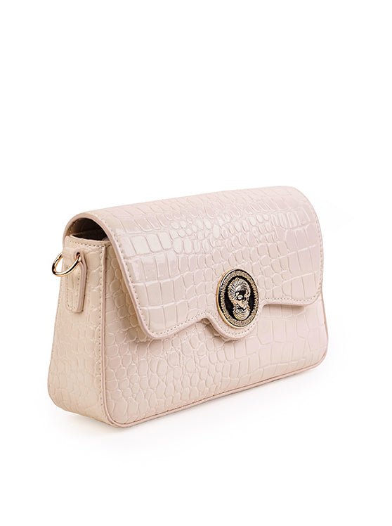 Culge Chicago "The Michigan Ave" Croc Baguette – Alabaster Gold-3
