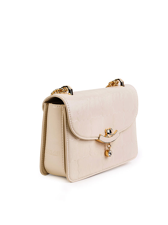 Culge Chicago "The Gold Coast" Romantic Flap Sling – Cream Gloss