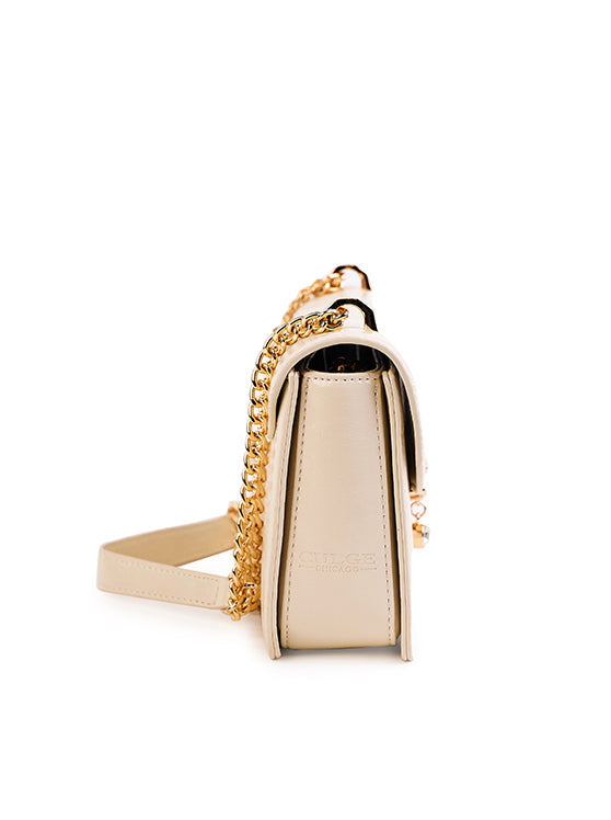 Culge Chicago "The Gold Coast" Romantic Flap Sling – Cream Gloss-3