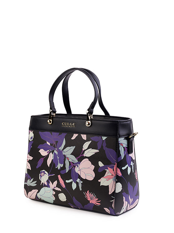 Culge Chicago "The Millennium" Structured Satchel – Twilight Noir Floral-3