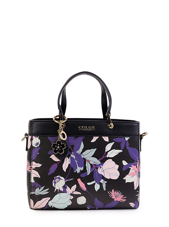 Culge Chicago "The Millennium" Structured Satchel – Twilight Noir Floral-2