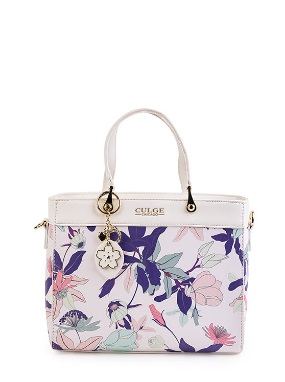 Culge Chicago "The Garfield" Structured Satchel – Alabaster Floral-2