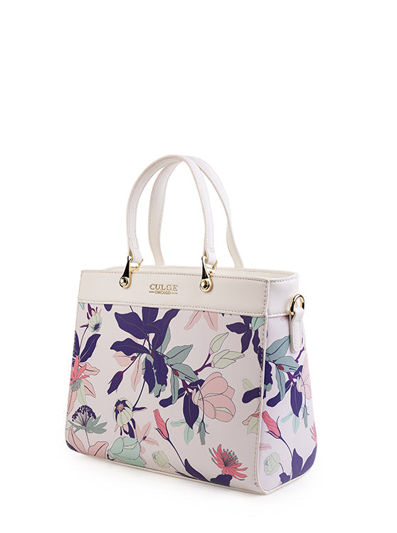 Culge Chicago "The Garfield" Structured Satchel – Alabaster Floral-3
