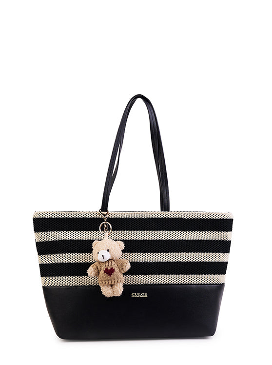 Culge Chicago "The Lake Shore" Mixed-Media Tote – Onyx & Cream-3