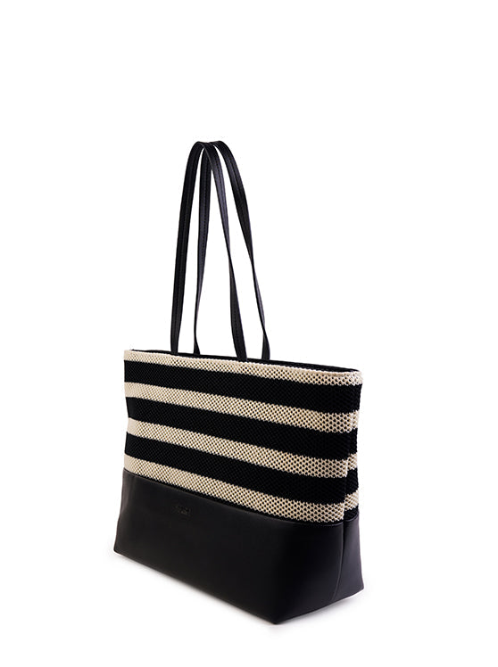 Culge Chicago "The Lake Shore" Mixed-Media Tote – Onyx & Cream