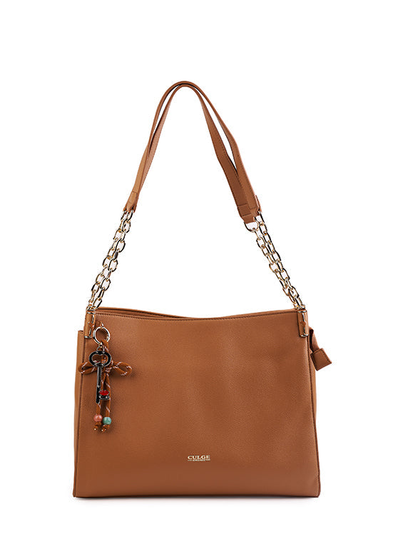 Culge Chicago "The Riverwalk" Slouchy Chain Shoulder Bag – Desert Caramel