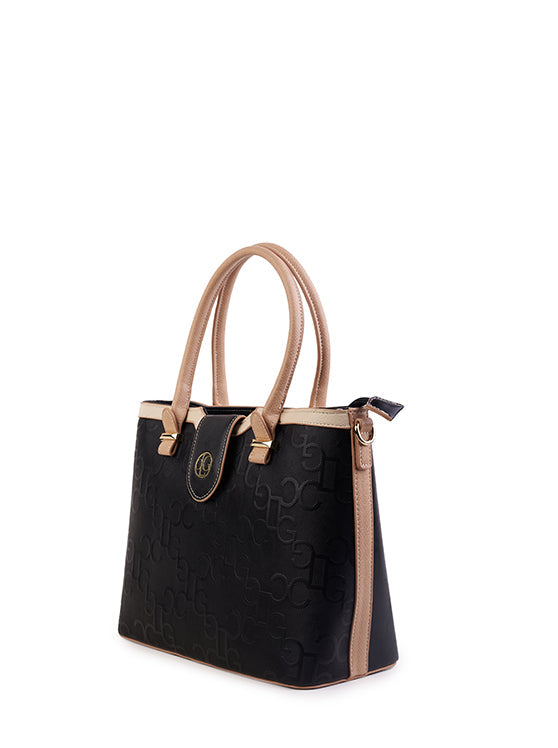 Culge Chicago "The Loop" Monogram Tote – Midnight Noir & Cream-2