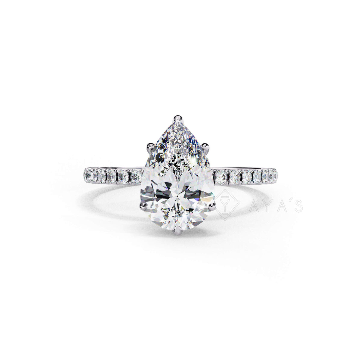 Silver Nivra Pear Solitaire Ring
