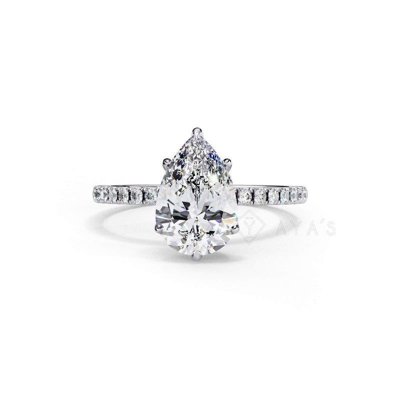 Silver Nivra Pear Solitaire Ring