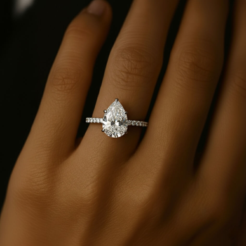 Silver Nivra Pear Solitaire Ring