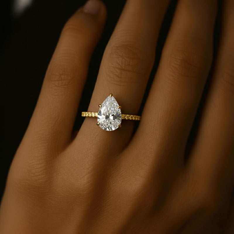 Silver Nivra Pear Solitaire Ring