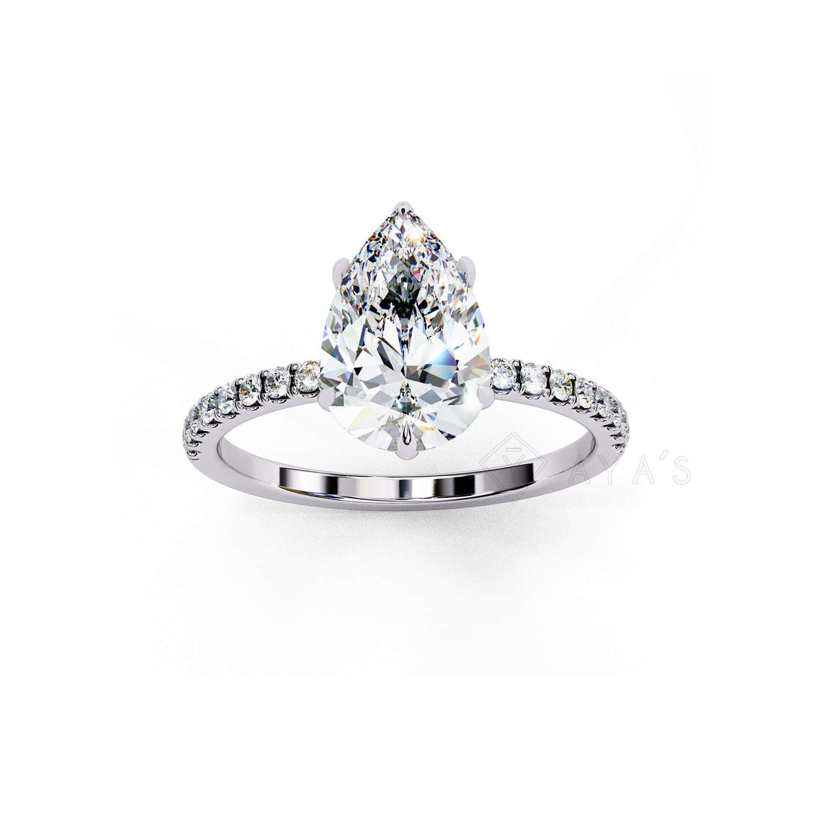 Silver Nivra Pear Solitaire Ring