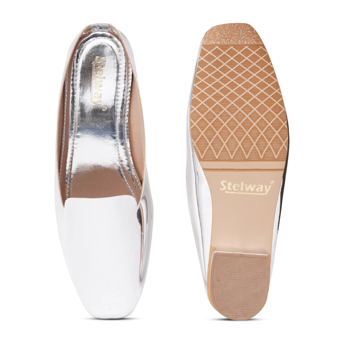 Shiny Chromium Silver Mules-9